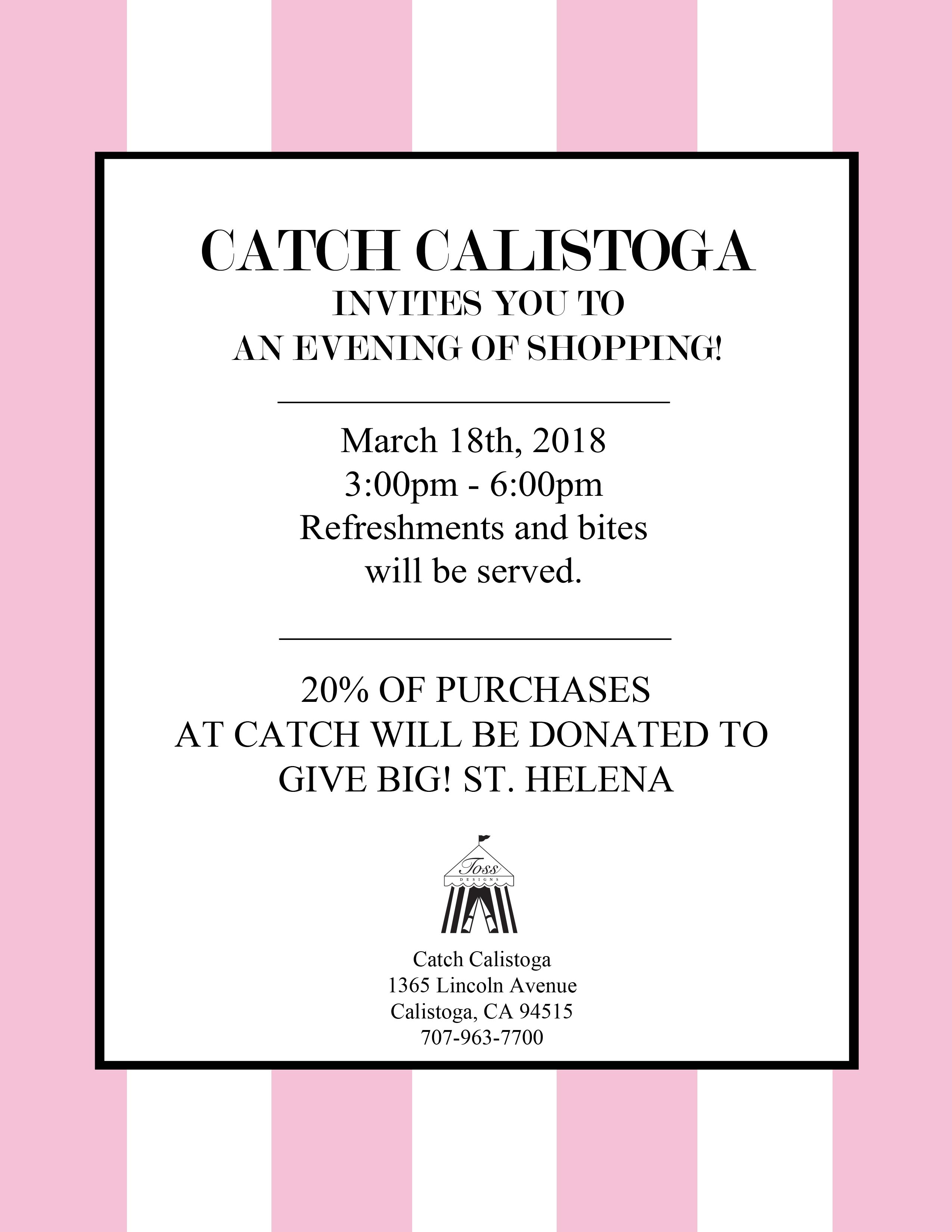 Give Big! Night of Shopping at Catch Calistoga